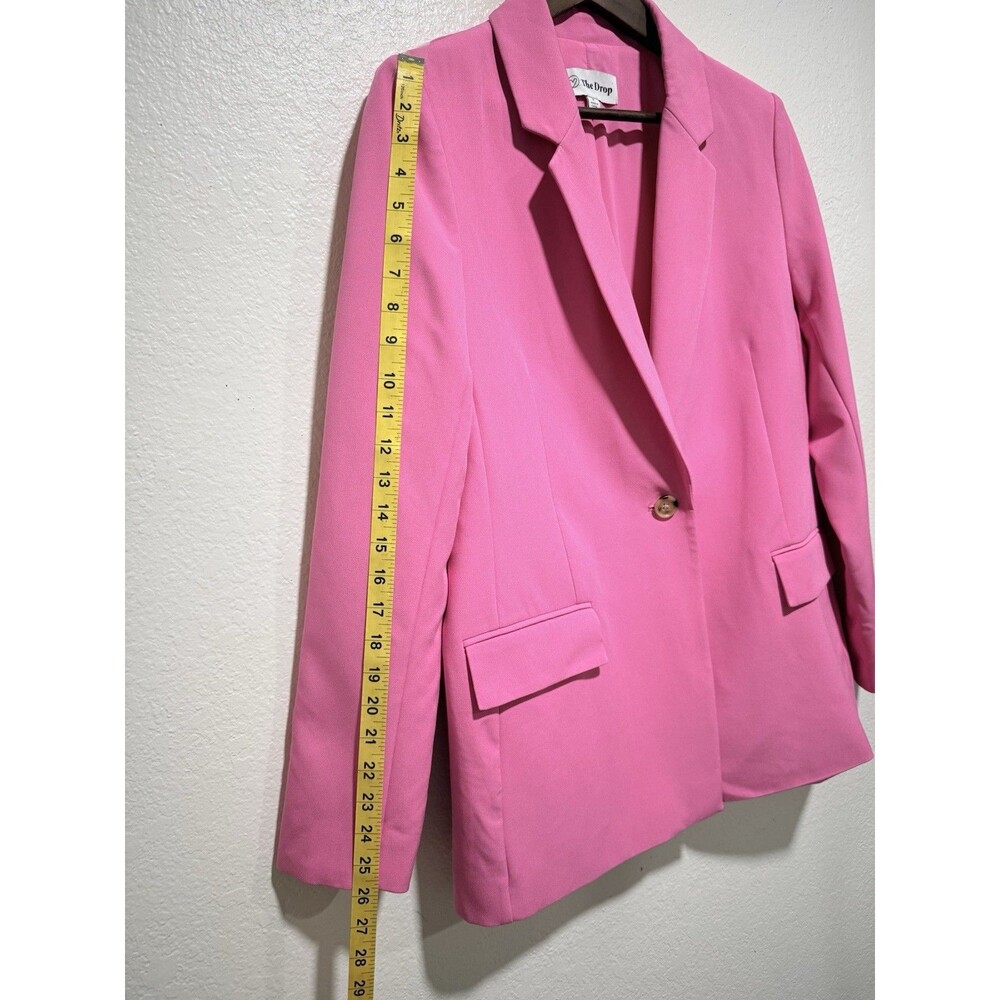 The Drop Women's Pink Lined Long Blazer M Button Closure Pockets Long Sleeve - Picture 5 of 12